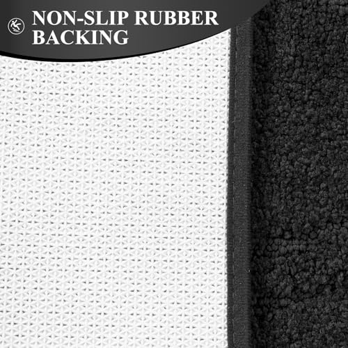 Bsmathom Bathroom Rugs Sets 3 Piece, Soft Non Slip Microfiber Bath Mat and U-Shaped Contour Toilet Rug, Machine Washable Absorbent Shaggy Bathroom Set, Black - color: Black