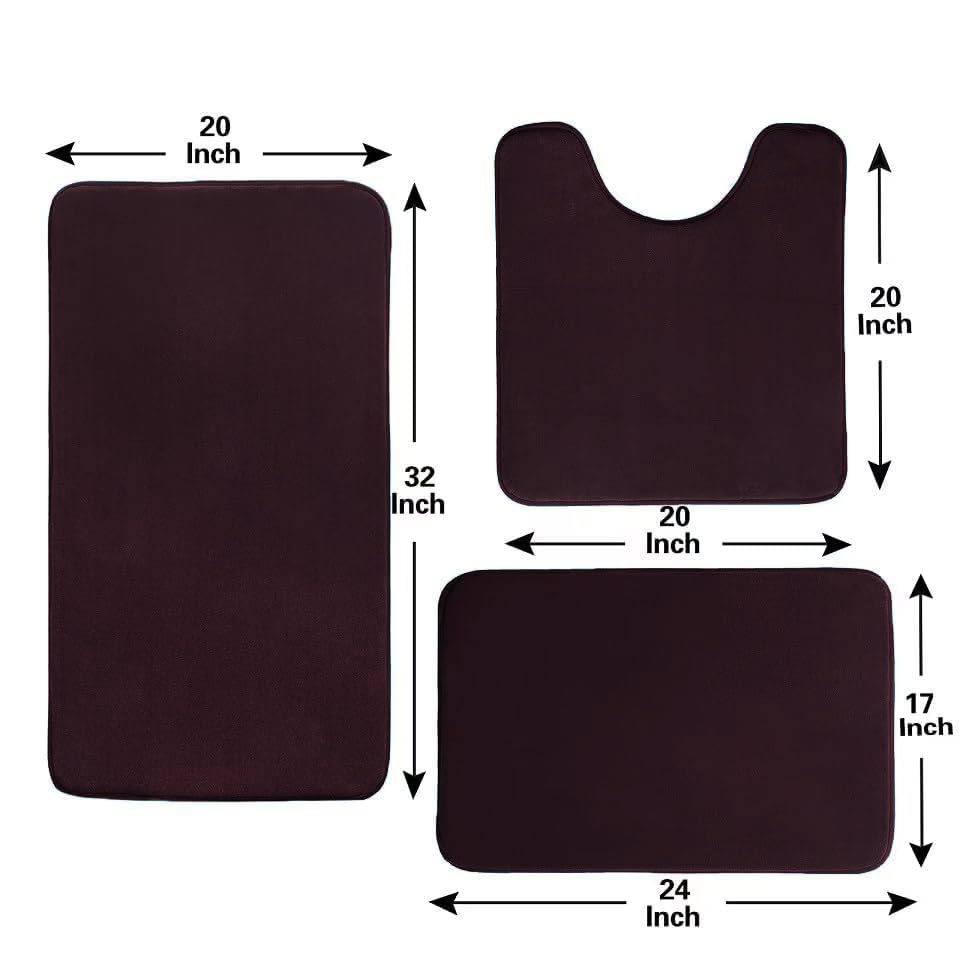 Madeals Runner Bathroom Rug Sets 5 Piece Ultra Absorbent Long Bath Mat for Bathroom - Non-Slip Memory Foam 5 Piece Bathroom Mat Set Black - color: Black, size: L-20"x 46"/20"x 32"/17"x 24"/Contour/Lid Cover