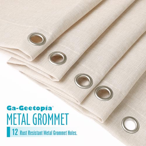 Ga-Geetopia Extra Long Linen Textured Shower Curtain Set with Hooks, Beige Boho Farmhouse Bath Shower Curtains for Bathroom Neutral Cloth, Hotel Luxury, Weighted, 72W x 84L, Cream - color: Linen | With Hooks, size: 72"W x 84"L (Pack of 1)
