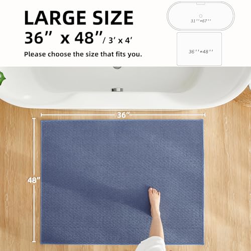 TYUU Large Bathroom Rugs Non Slip Washable Bath Rugs Super Absorbent Bathroom Rug Thin Quick Dry Low Pile Bath Mats, Denim Blue 36"x48" - color: Denim Blue01, size: 3' X 4' (Rectangular)