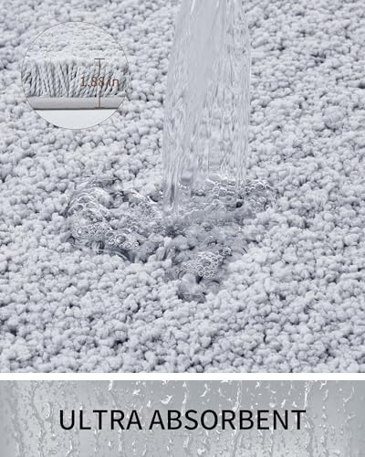 Bathroom Rugs Non Slip Washable,Ultra Soft Thick Shaggy Absorbent Bath Mats,High Density Foam Latex Non Slip Backing Bath Rugs,Microfiber Bath Mats for Bathroom Floor&Sink,24x17,Silver Grey - color: Silver Grey, size: 24" X 17"(Small Bathroom Rug)