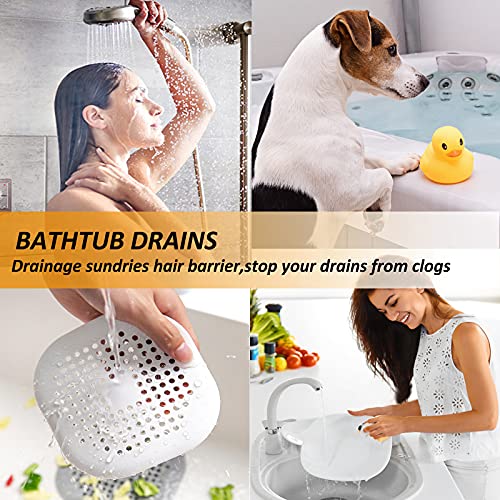 Bovinde Hair Drain Catcher,Square Cover for Shower 2 Pack (White) | Drainer Cover Silicone Hair Stopper with Suction Cups,Protector Accessories,Easy to Install Suit for Bathroom,Bathtub,Sink - color: White
