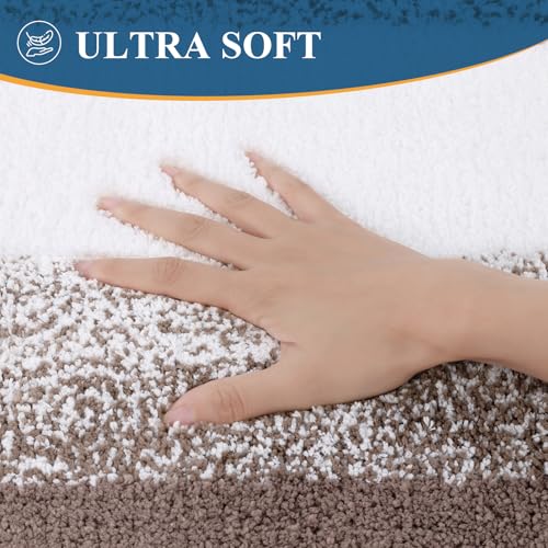 Bsmathom Bathroom Rugs Sets 3 Piece, Non-Slip Absorbent Bath Mats, Extra Soft Plush Shaggy Bath Rugs with U-Shaped Contour Toilet Mat Machine Washable, Coffee - color: Coffee, size: 18"x26"+18"x48"+U Shape 20"x24"