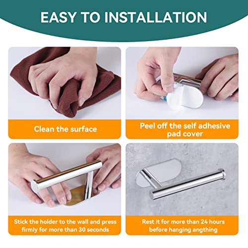 YUET Toilet Roll Holder Self Adhesive Holders Tissue 3M Stand Hanger Bathroom, Kitchen, Washroom Premium Thicken SUS-304 Stainless Steel, No Drilling Strong Adhesiveness Rustproof (Polished Chrome) - color: Polished