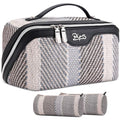 BOYATU Travel Makeup Bag Cosmetic Bag for Women: 3 Pcs Set Make up Bag with Compartments - Waterproof Vegan Leather Toiletry Bags with Handle - Makeup Organizer for Travel Essentials(C-4-Black) - color: C-4-Black