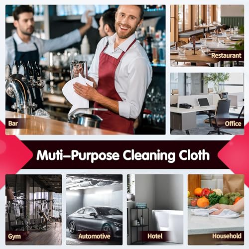 20 Pack White Microfiber Cleaning Cloth, Lint-Free Car Wash Towels, All-Purpose Absorbent Cleaning Rags for Housekeeping, Dust Cloth for Office, Mechanic, Automotive - color: White