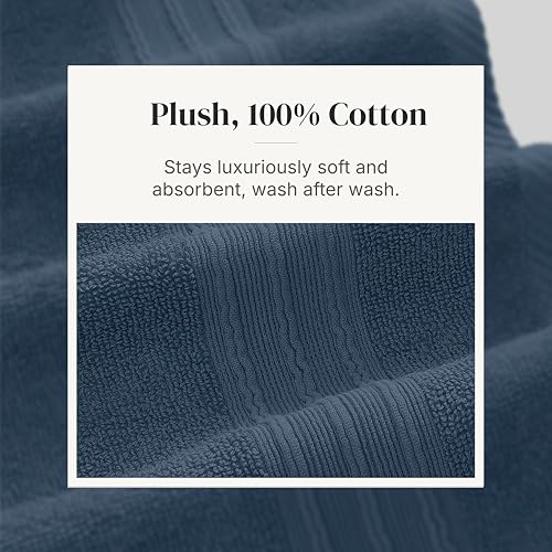 Modern Threads 6 Piece Bath Towel Set – Bathroom Set with 2 Bath Towels, 2 Hand Towels, and 2 Wash Cloths – 100% Cotton, Super Absorbent & Extra Soft – Reversible Floral Trail (Navy) - color: Navy