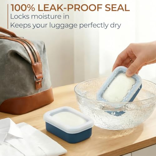 AIMAIAIMAI Compact Leakproof Silicone Travel Soap Case, Portable Soap Container with Drainage Layer - 2026 Travel Essentials for Camping, Gym & Shower (Blue) - color: Blue