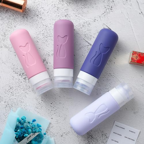 Zafit TSA Approved 3oz Leakproof Travel Bottles for Toiletries, Refillable Containers for Shampoo Conditioner Lotion Body Wash (Multicolored I) - color: Multicolored I