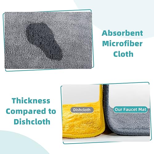 PoYang 4 Pack Faucet Mat for Kitchen Sink Splash Guard Short: Super Absorbent Microfiber Sink Water Splash Guard Behind Kitchen Faucet Mat for Bathroom, RV Protector, Machine Washable 17.7'' x 4.7'' - size: 17.7" x 4.7"