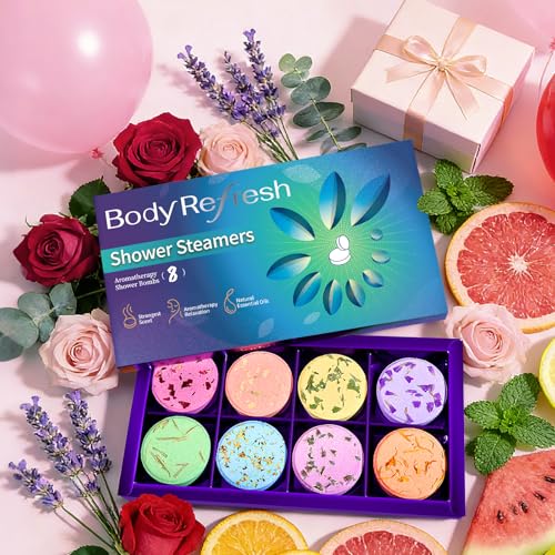 Shower Steamers Aromatherapy-8 Pack Shower Bombs with Essential Oils, Mothers Day Gifts for Mom Wife, Birthday Gifts for Women Self Care Relaxation Home SPA Teacher Appreciation Gift (Blue) - color: Blue