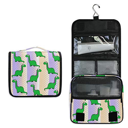 senya Hanging Travel Toiletry Bag Kit Makeup Case Cosmetics Organizer for Men Women - color: Dinosaur Stripe