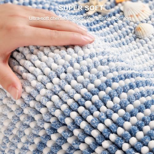 BSICPRO Bathroom Rugs and Mats Sets, 2 Piece Thick Absorbent Chenille Bath Mat Rug Set Non Slip, Soft Shaggy Bath Room Floor Mats for Bathroom, Machine Washable (Sky Blue, 20" x 32" Plus 16" x 24") - color: Sky Blue, size: 20" x 32" Plus 16" x 24"