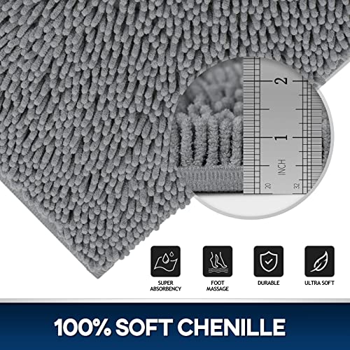 TREETONE Machine Washable Water Absorbent Bath Mat Bathroom Rugs Non Slip Soft Microfiber Mat (Set of 3-Medium 20" x 32"/Contour/Lid Cover, Gray) - color: Grey, size: Set of 3-Medium 20" x 30"/Contour/Lid Cover