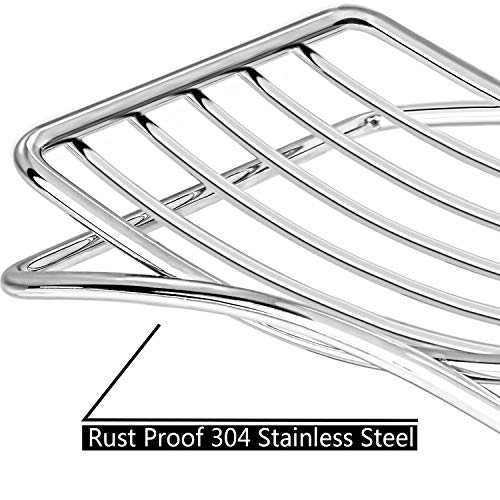 Soap Dish Stainless Steel Bar Soap Holder for Shower Bathroom, Self-draining Soap Dishes Sponge Holder for Kitchen Sink, Easy Cleaning Quick Dry(Soap Saver Not Included) - color: Chrome-1 Pack