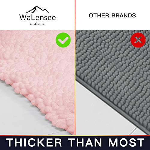 Walensee Bathroom Contour Rug Non Slip Toilet U Shaped Bath Mat (20x24, Blush) Water Absorbent Super Soft Shaggy Chenille Machine Washable Dry Extra Thick Perfect Absorbant Best Plush Carpet - color: Blush, size: 20"x24" Contour Rug