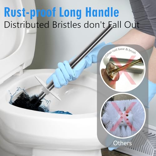 Matt White Ceramic Toilet Brush and Holder Set, Durable Bristles Non Scratch Toilet, Long Stainless Steel Handle, Freestanding Toilet Bowl Cleaners Brush, Scrubber Brush for Toilet - color: Matt White, size: Set/1