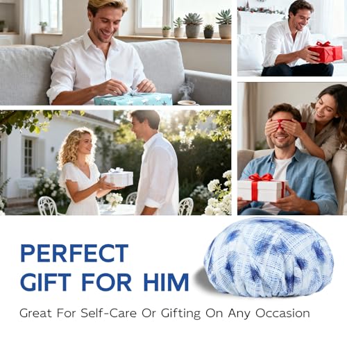 Years calm Shower Cap for Men, Waterproof & Heat-Retaining Hair Treatment Cap – Reusable Men’s Shower Cap with Foil Lining, Elastic Band, for Steam Care, Hair Mask & Oil Conditioning - color: White