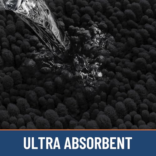 Smiry Bathroom Rugs Mat 24x16, Extra Soft Absorbent Chenille Bath Rugs, Non Slip Rubber Backing Machine Washable Quick Dry Bath Mats for Bathroom Floor, Tub, Shower, Home Decor Accessories, Black - color: Black, size: 24'' X 16''