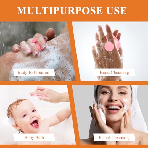 VWMYQ Silicone Face Scrubber for Men, Gentle Exfoliator Pad & Massager, Facial Cleansing Brush Silicone Face Wash Brush Removes Dead & Dry Skin（Pink） - color: Pink