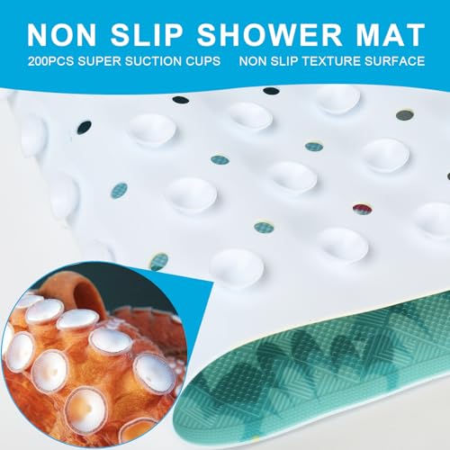 XIYUNTE Baby Bath Mat for Tub Non Slip Kids Bath Mat - 40''x16'' Extra Long Cartoon Bathtub Mat Non Slip Kids Shower Mat Eco-Friendly Toddler Bath Mats with Suction Cups, Machine Washable - color: G-whale