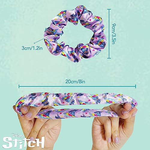 LUV HER Lilo & Stitch Hair Accessory 5 Pcs Set - 1 Regular 9 inch Stitch Hairbrush & 4 Scrunchies - Detangling Brush - Elastic Hair Ties Ropes for Girls, Ages 3+ - color: Stitch 5 Piece Hair Accessories