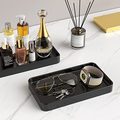 Gurygo Vanity Tray for Bathroom, 10" Ceramic Soap Dispenser Tray for Kitchen Counter, Bathroom Trays for Counter, Kitchen Tray for Soap Bottles (Black, Set/1)… - color: Black, size: 9.9" x 5.7" x 1.1"