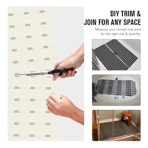 MBOSS Bath Tub Shower Mat Non Slip Bathtub Mats for Bathroom Shower Floor Mat Bath Mats for Shower Tub Anti Slip Shower Mat with Drain Hole and Large Suction Cups (Ivory White, 27.5 X 15.7 Inch) - color: Ivory White, size: 27.5" x 15.7" (Rectangular)