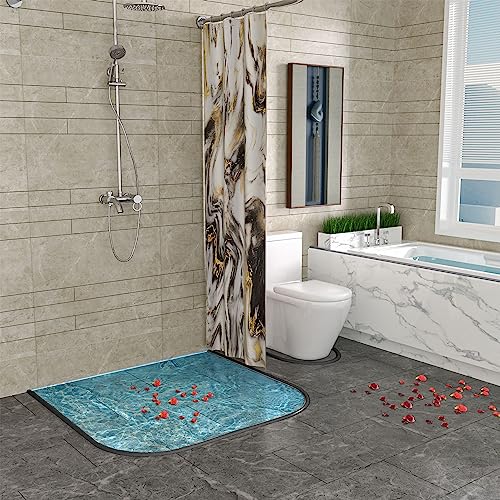 78 Inch Shower Threshold Water Dam Collapsible Arch Shaped 0.47" Tall Black Shower Stopper Barrier and Stop Water Keep Dry and Wet Separation Suitable for Bathroom and Kitchen - color: Arch - 0.47" H - Black