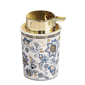 ACMLIFE Foaming Hand Soap Dispenser, Ceramic Refillable Soap Dispenser for Bathroom, 8.8 oz - color: Blue and Gold
