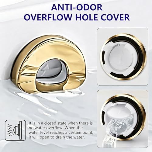 Sink overflow drain cover - Brass Overflow Ring Bathroom Basin Sink Round Hole Trim Cover Hole Insert in Caps Sink Drain Insert Plug (Gold) - color: Gold