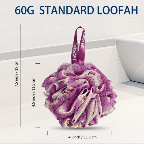 Yoget Bath Loofah Sponge, 4 Color 60G Loofah Exfoliating Body Scrubber, Exfoliate, Cleanse, Soothe Skin - style: Blue/Green/Purple/Plum red