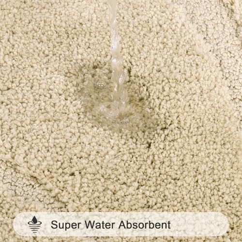 HEBE Bathroom Rugs Sets 5 Piece, Soft Absorbent Microfiber Bath Mat for Bathroom, Non Slip Washable Bath Rug Set with Toilet Cover, Bath Runner and U-Shaped Contour Toilet Rug, Beige - color: Beige, size: 18"x26"+20"x32"+20"x48"+U20"x24"+Cover19"x21"