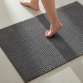 TYUU Bathroom Rugs Non Slip Washable, Super Absorbent Thin Bath Mat Quick Dry Low Pile Bathroom Rug, Dark Grey 24"x36" - color: Dark Grey, size: 2' X 3' (Rectangular)