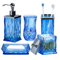 Bathroom Accessories Set,5 Pcs Blue Glass Bathroom Accessory Set,Complete Lotion Soap Dispenser, Toothbrush Holder,Soap Dish,Tumbler & Jar,Modern Bathroom Decor Sets Gift,Square - style: Square(Blue)