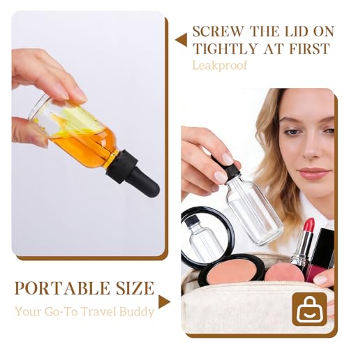 STARSIDE 48-Pack 1oz Clear Glass Leakproof Dropper Bottles | 30ml Dropper Bottles for Essential Oils & Crafts, Includes Funnel, Brush, Labels, Extra Droppers & Measuring Cup - color: 1oz-Clear-48pcs