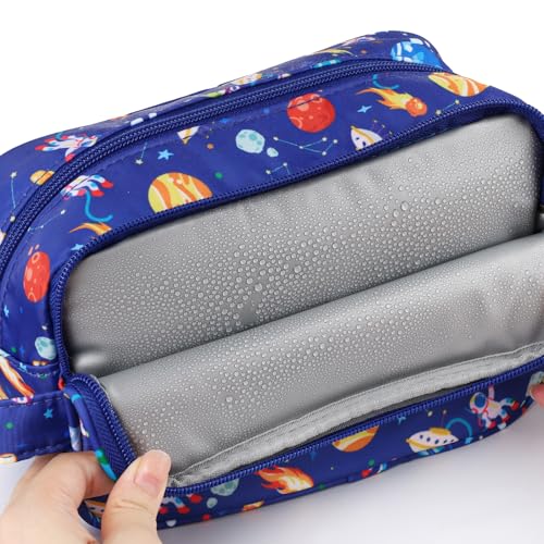 Space Kids Toiletry Bag for Boys, Travel Toiletry Bag for Little Young Boys Waterproof Hanging Wash Bag Toddler Traveling Toiletries, Blue - color: Blue Space