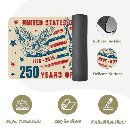 250th Anniversary Kitchen Rug Set, Patriotic Anti-Fatigue Mats with American Flag & 1776-2026, 2-Piece Non-Slip Washable Rubber Mats for Sink Laundry, 15.7"×27.5" & 15.7"×47" - color: 250th-1, size: 15.7×27.5+ 15.7×47