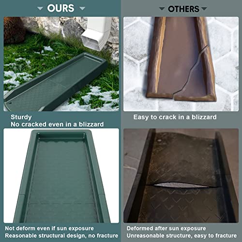plusgutter Rain Gutter Downspout Splash Block, Gutter Downspout Extensions for Water Drainage, 24" Gutter Splash Guards Downspout Extender, Fixable Down spout Drain Trays with PE Nails(2 Pack, Green) - color: Green