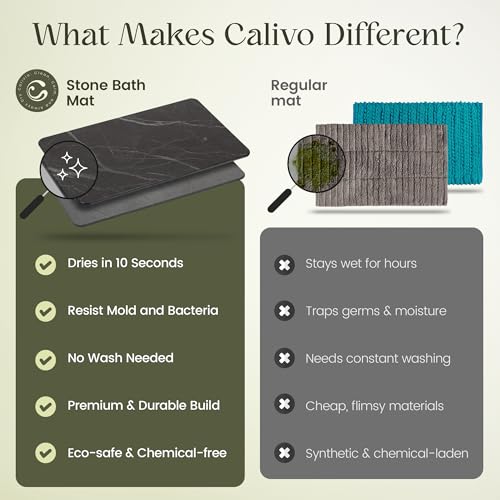 Quick Dry Shower Stone Bath Mat, Super Absorbent & Non-Slip 24 x 16 Inch Diatomaceous Earth Mat, Durable & Easy to Clean Diatomite Bath Mat for Bathroom Floor/Kitchen (Charcoal) - color: Charcoal