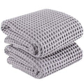 PÜSKÜL Natural 100% Turkish Cotton Waffle Bath Towels Set of 2-Piece | 32x63 inch Extra Large Absorbent Quick-Dry Lightweight Spa Towel | Luxury Sauna Accessories (Gray, Bath Towels - Pack of 2) - color: Gray
