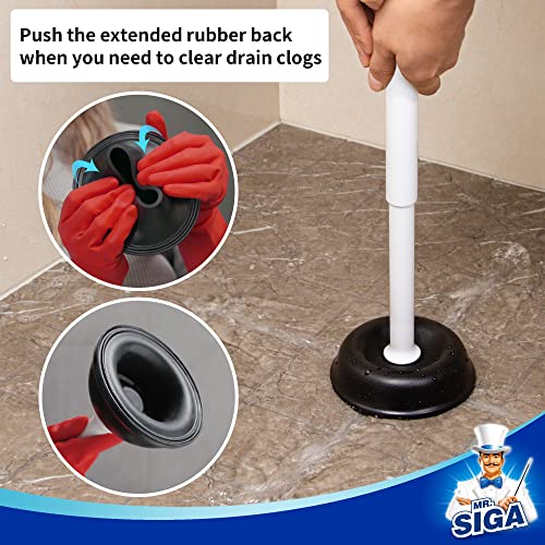 MR.SIGA Toilet Plunger with Holder, Heavy Duty Toilet Plunger and Holder Combo for Bathroom Cleaning, White - color: White