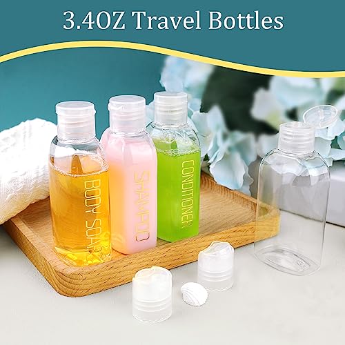 Cosywell 9PCS Leakproof Travel Bottles for Toiletries - TSA Approved Refillable Containers Set for Shampoo, Conditioner, Lotion, Cream Jars - color: F-Clear