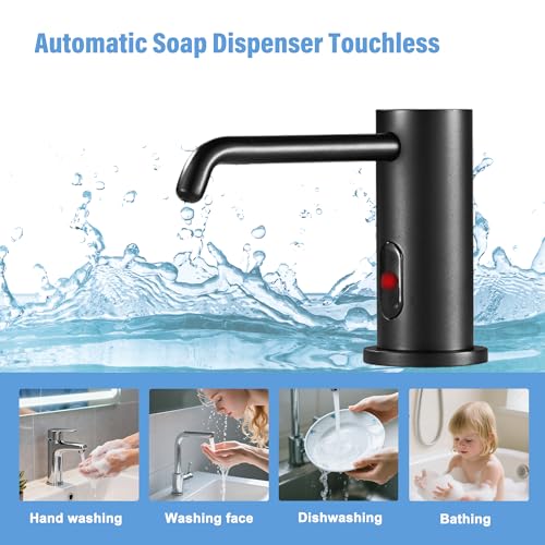 Automatic Soap Dispenser Touchless for Kitchen Bathroom Sink Built in Electric Soap Dispenser Infrared Sensors Liquid Commercial Dispenser with Bottle and Pump 33.81oz/1000ml (Black) - color: Liquid-black