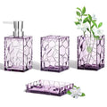 HBlife Bathroom Accessories Set, Lavender Purple Acrylic Bathroom Counter Set with Toothbrush Holder, Soap Dispenser, Tumbler, Soap Dish, Boho Modern Bathroom Decor, Ideal Gift Choice - style: purple
