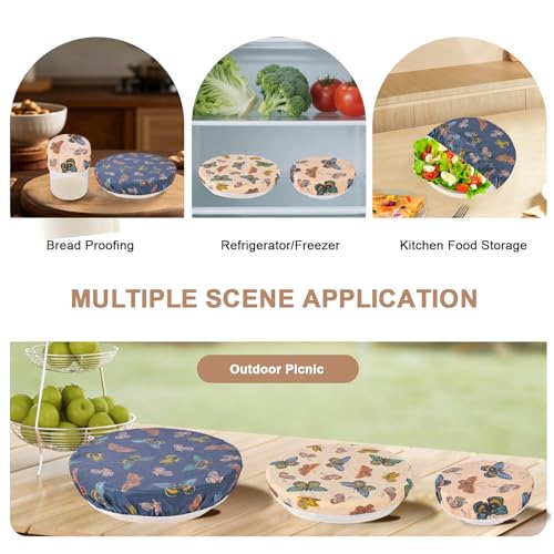 Reusable Bowl Covers for Bread Proofing - Beeswax Bowl Covers Reusable 3 Set, Cotton Blend Stretch Design, Fits 4-13 Inch Bowls, Shower Caps for Sourdough Bread（Butterfly） - color: Butterfly