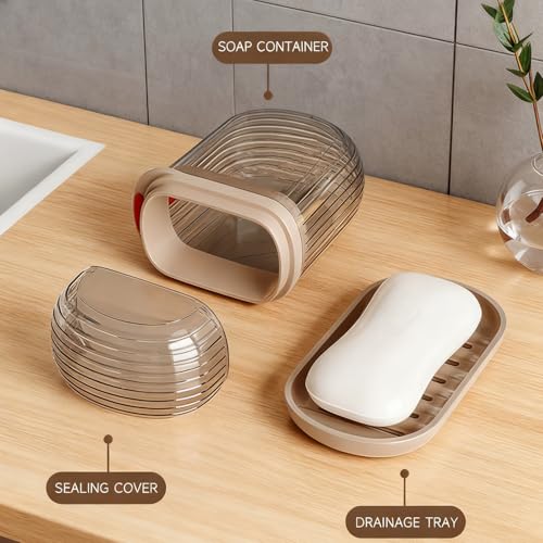 Portable Travel Soap Case, Drainable and Leak-Proof Design, Clear Plastic with Double-Layered Sealed Lid, Bathroom Toiletry Storage Container