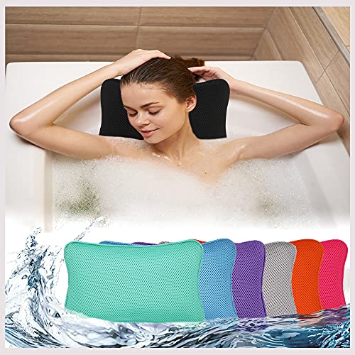 Bathtub Bath Pillow - Spa Pillow with Headrest Cushion - Hot Tub Pillow - Neck and Head Rest Support for Bath or Shower - Bath Stuff Accessories(New Black) - color: New Black