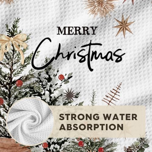 Artoid Mode Gloves Ball Xmas Tree Merry Christmas Bar Kitchen Towels, 12x24 Inch Quick Dry Microfiber Cloth Dish Towels for Kitchen Drying Set of 4 - size: 12" x 24", Microfiber