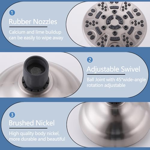 3 Handles Shower Faucet Set with Tub Spout Bathtub Shower Faucets Combo Set Shower System Complete Tub and Shower Trim Kit Shower Fixtures Brushed Nickel - color: Brushed Nickel, style: 3 Handles